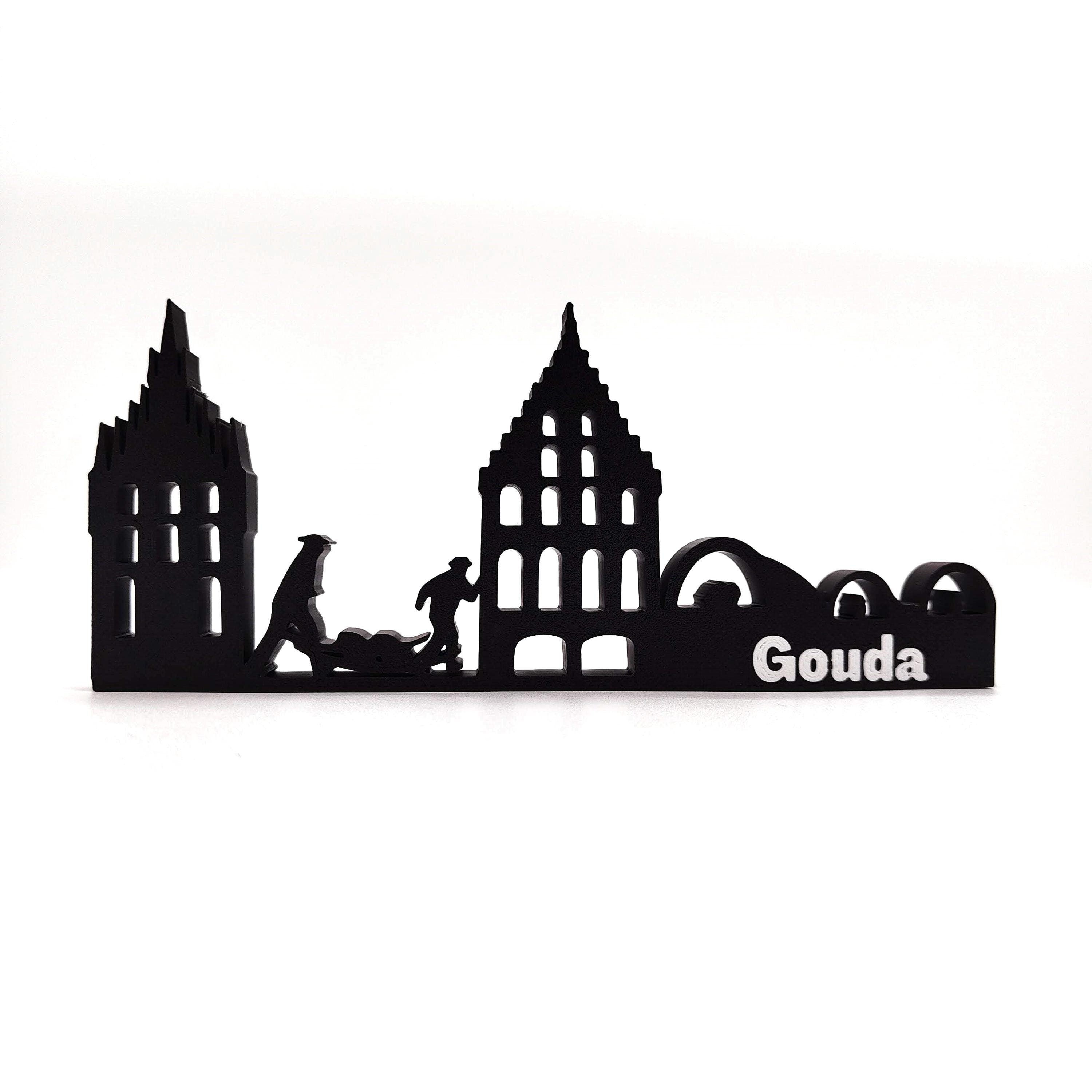 Charming Gouda Skyline Art – Unique Collectible for Home and Bookshelf Decor | Perfect Netherlands Souvenir